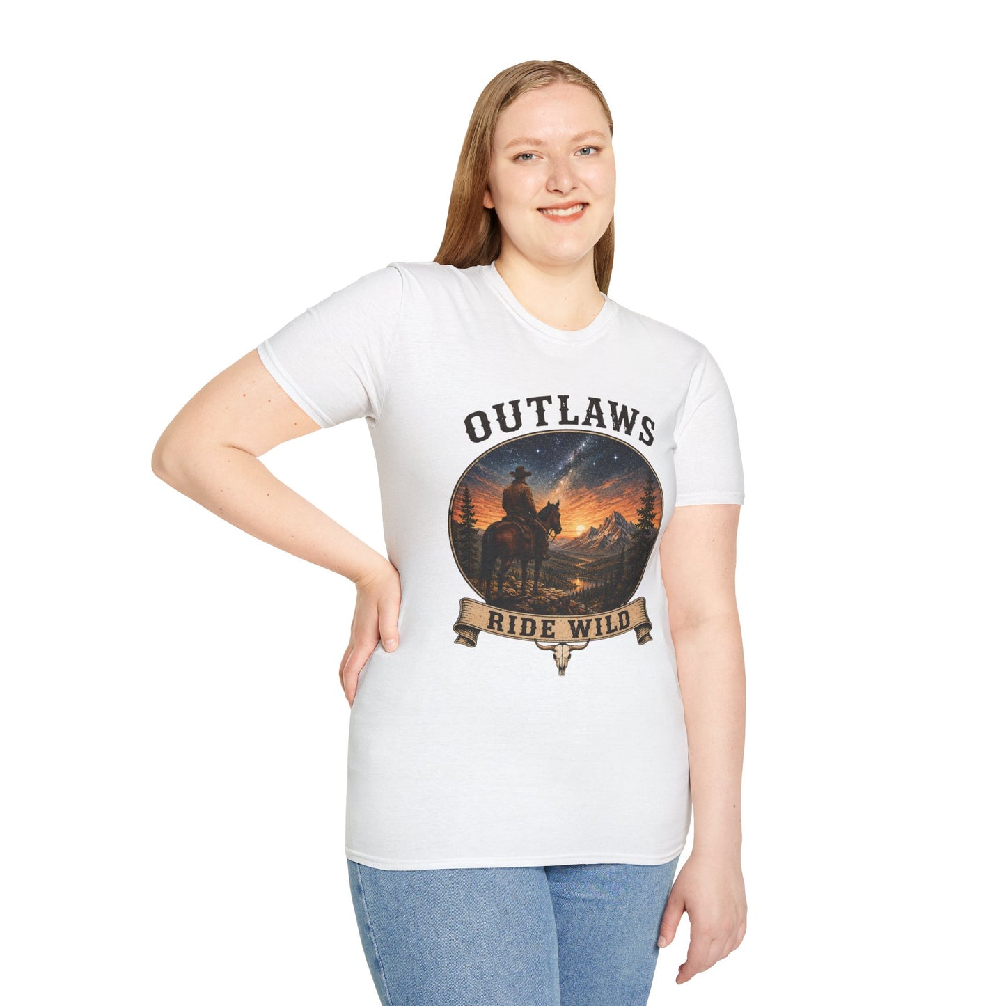 Outlaws Ride Wild   Adult Size T-Shirt