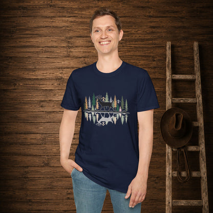 Morning Reflection Buck   Adult Size T-Shirt