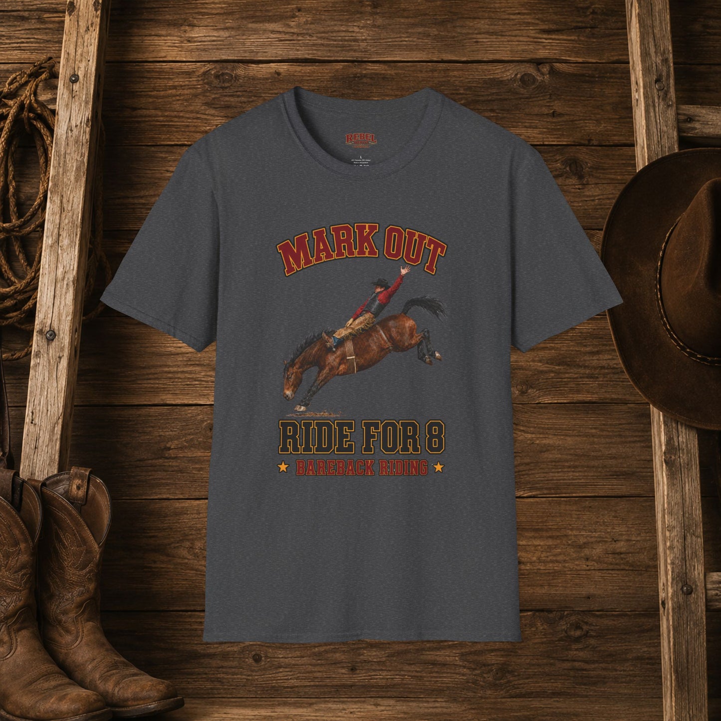 Mark Out Bareback Riding  Adult T-Shirt