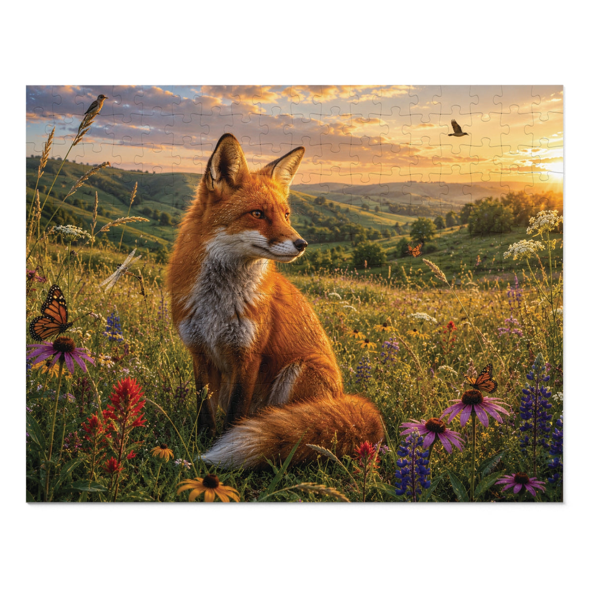 Meadow Fox  Jigsaw Puzzle with Tin