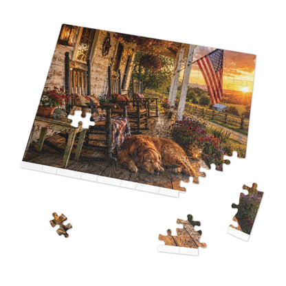 Country Porch  Jigsaw Puzzle with Tin