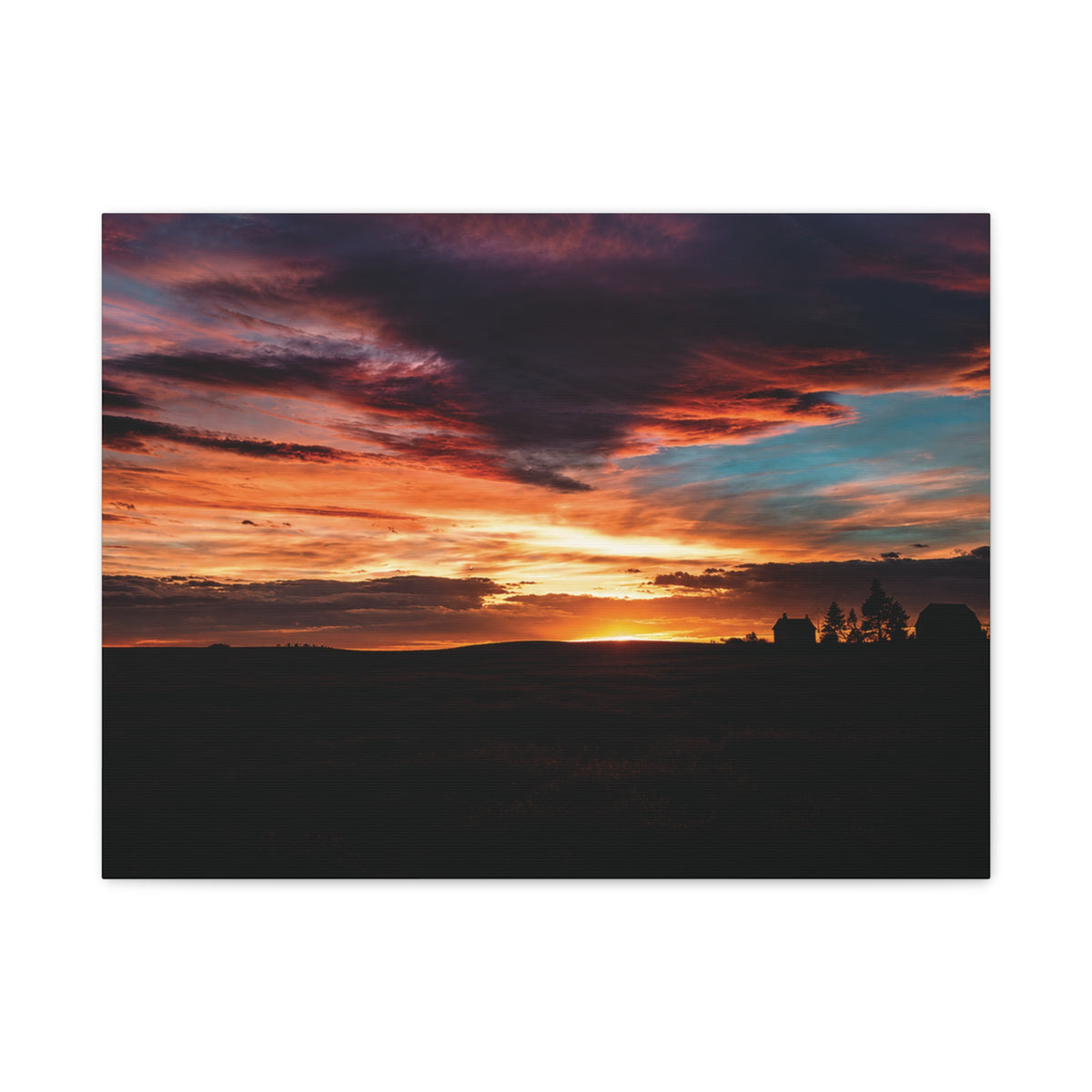 Country Homestead Sunset  Matte Canvas Art