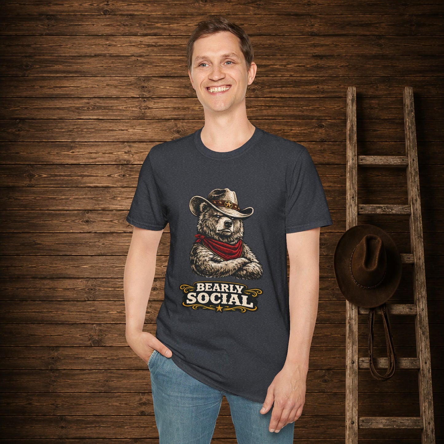 Bearly Social Cowboy T-Shirt