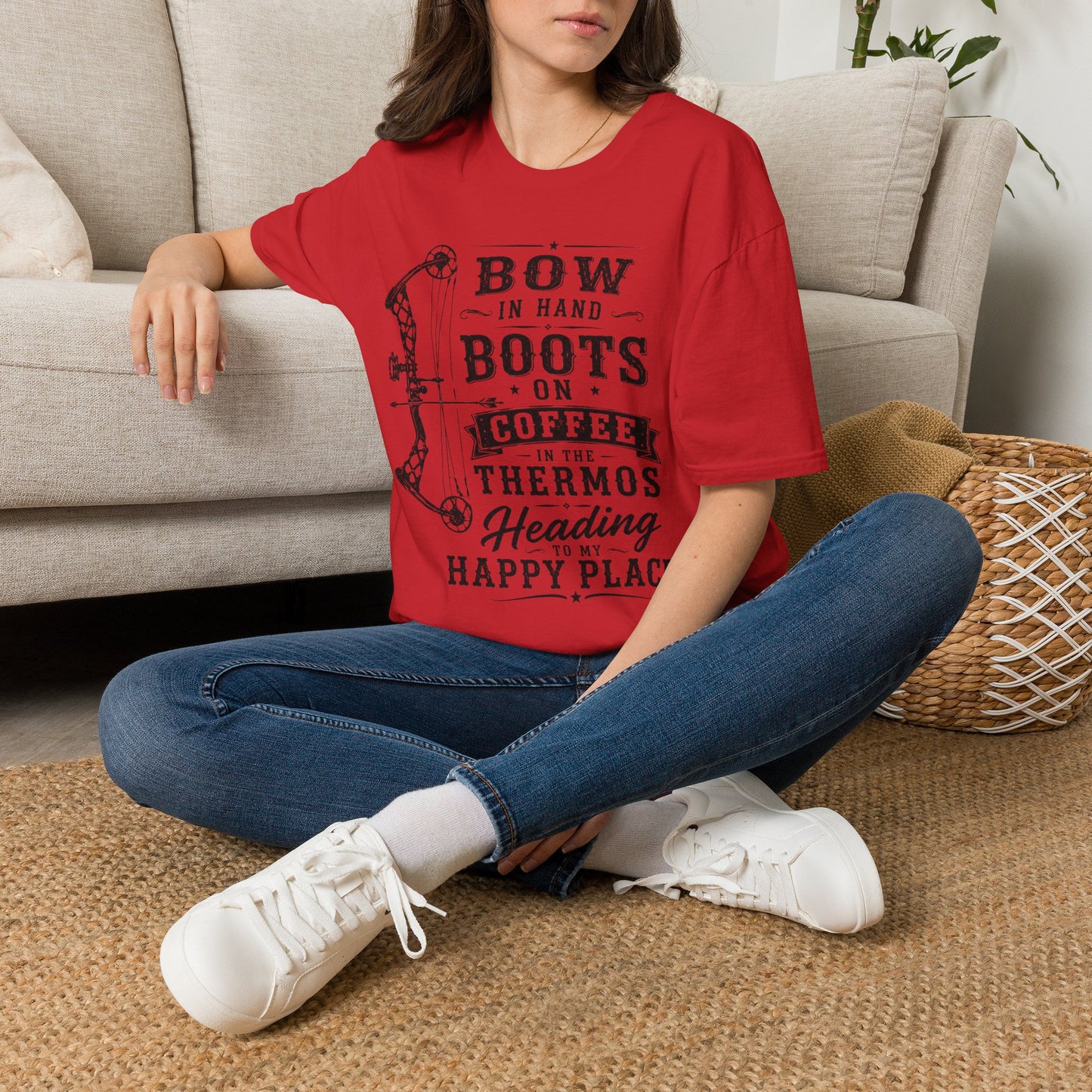 Bow Boots Coffee  Adult Size T-Shirt