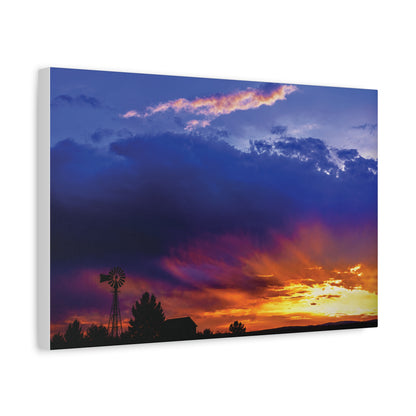 Windmill Sunset Matte Canvas Art
