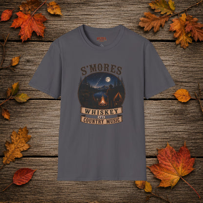 Smores Whiskey and Music   Adult Size T-Shirt