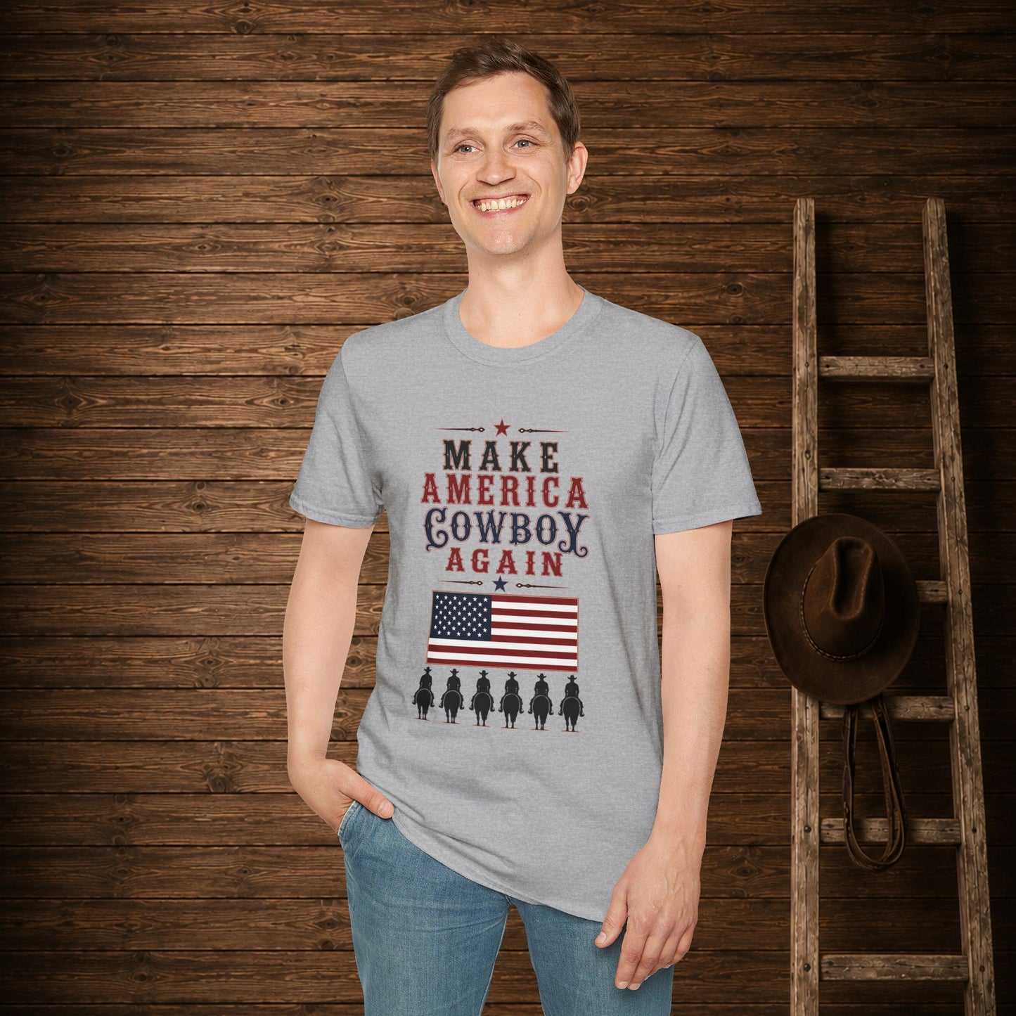Make America Cowboy Again (Front)  Adult T-Shirt