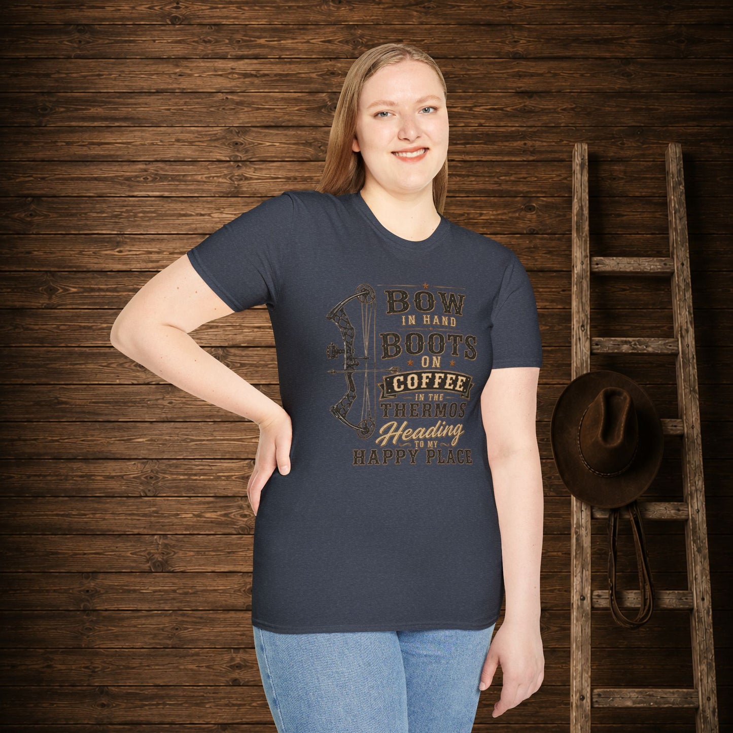 Bow Boots Coffee  Adult Size T-Shirt