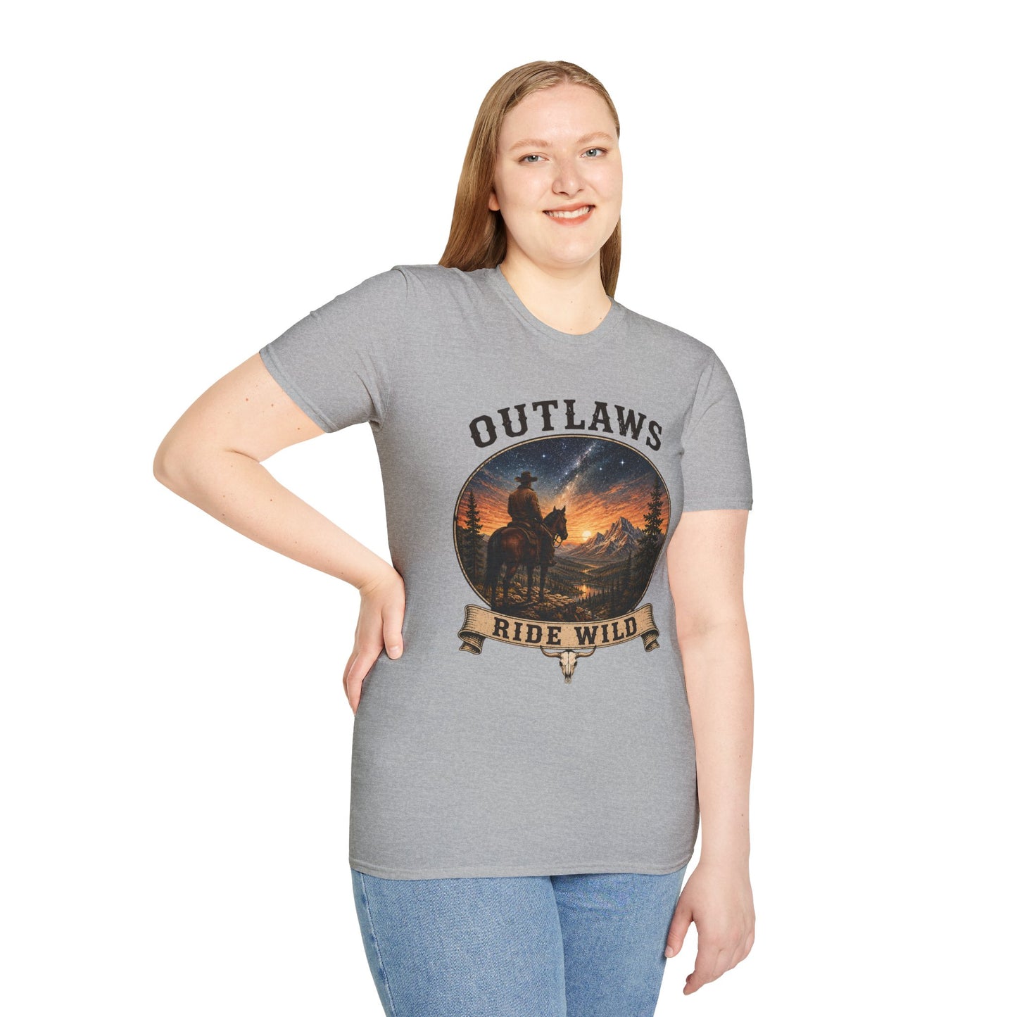 Outlaws Ride Wild   Adult Size T-Shirt