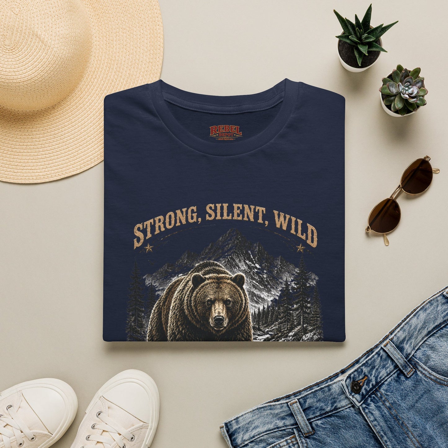 Strong Silent Wild Bear  Adult Size T-Shirt