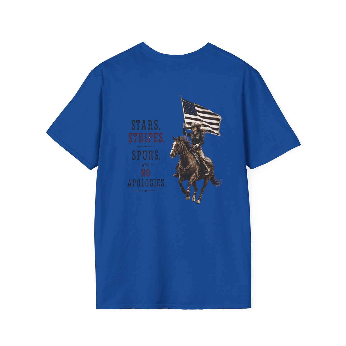 Stars Stripes and Spurs Cowgirl  (Back) T-Shirt