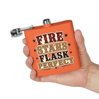 Fire Stars Flask   Stainless Steel Flask, 6oz