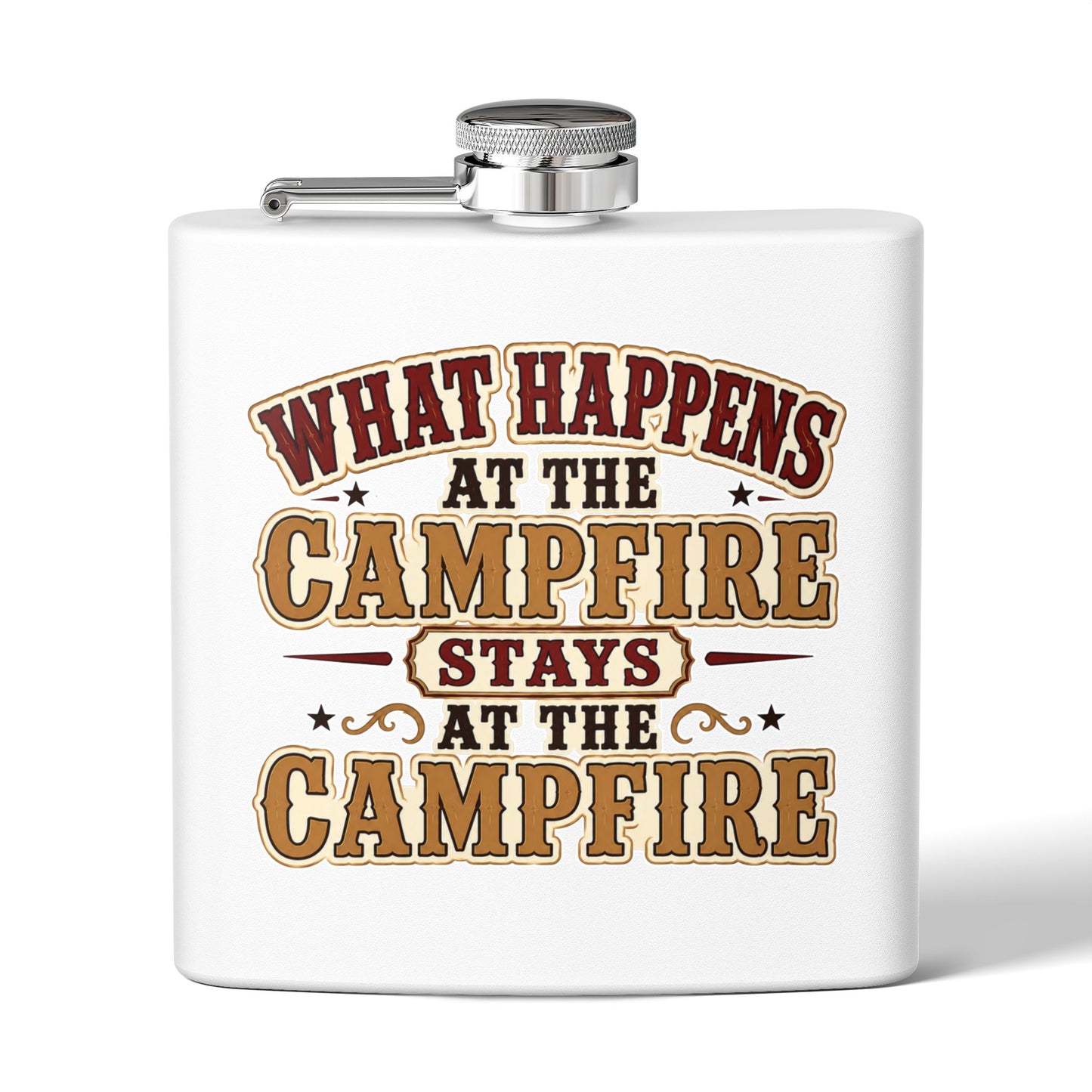 Happens At Campfire  Stainless Steel Flask, 6oz