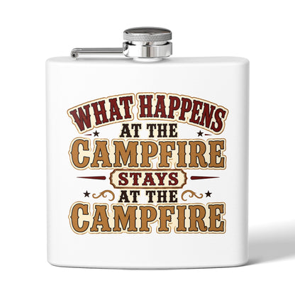 Happens At Campfire  Stainless Steel Flask, 6oz