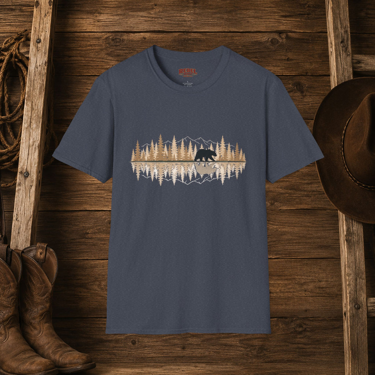 Bear Reflection   Adult Size T-Shirt