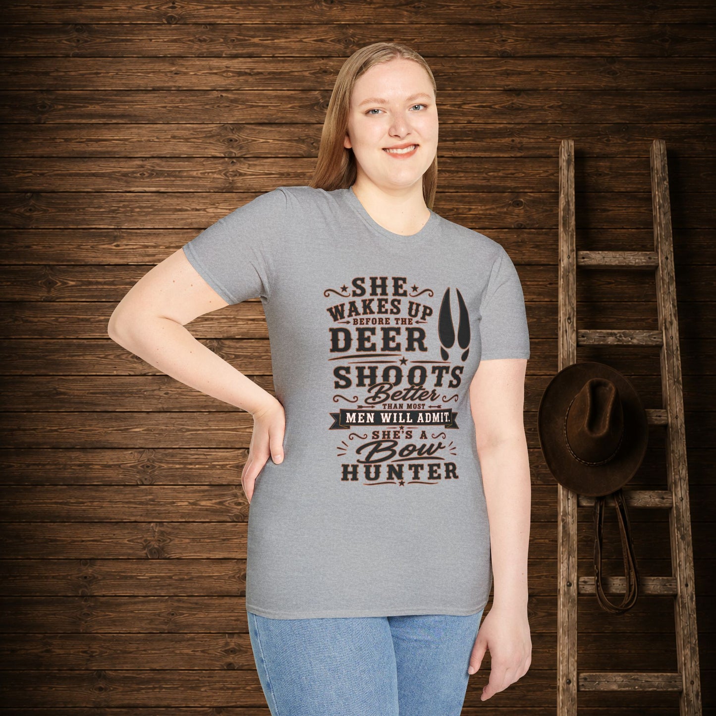 She's A Bow Hunter  Adult Size T-Shirt