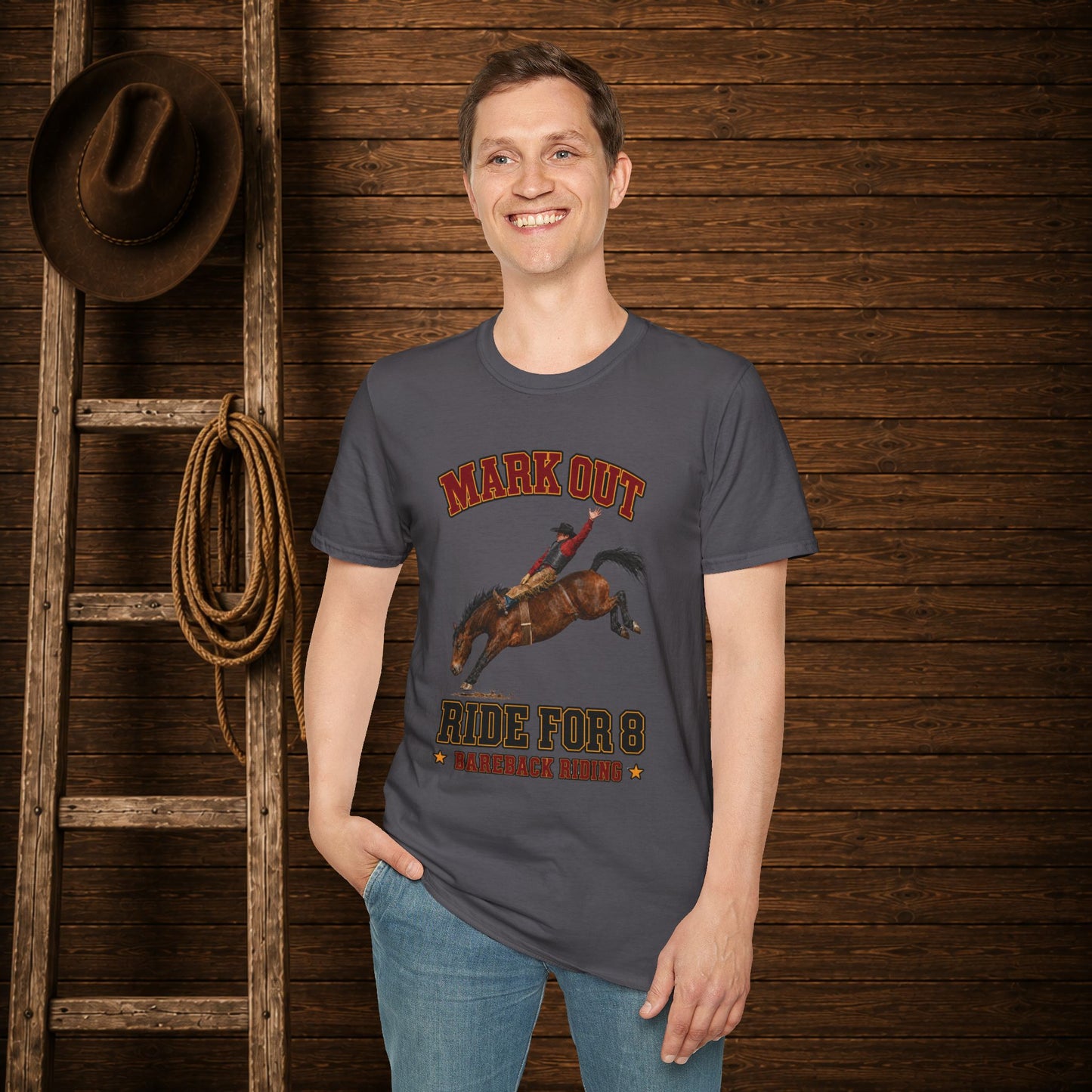 Mark Out Bareback Riding  Adult T-Shirt