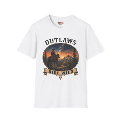 Outlaws Ride Wild   Adult Size T-Shirt
