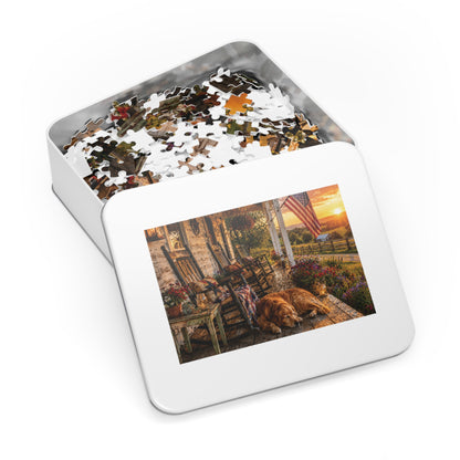 Country Porch  Jigsaw Puzzle with Tin