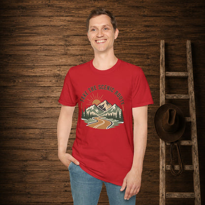 Take The Scenic Route  Adult Size T-Shirt
