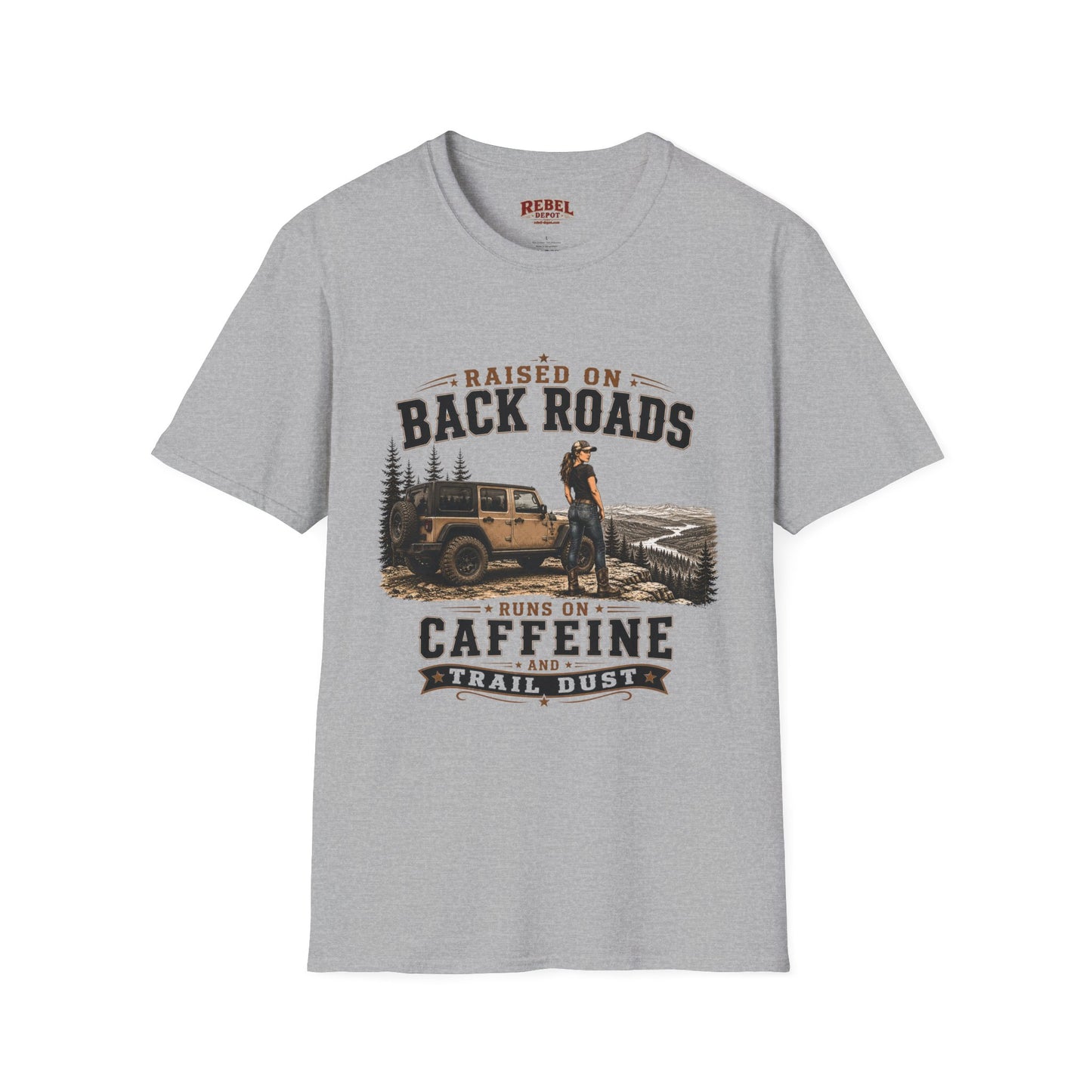 Backroads Caffeine Dust   Adult Size T-Shirt