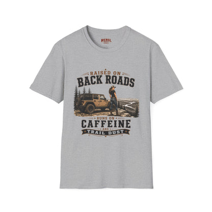 Backroads Caffeine Dust   Adult Size T-Shirt