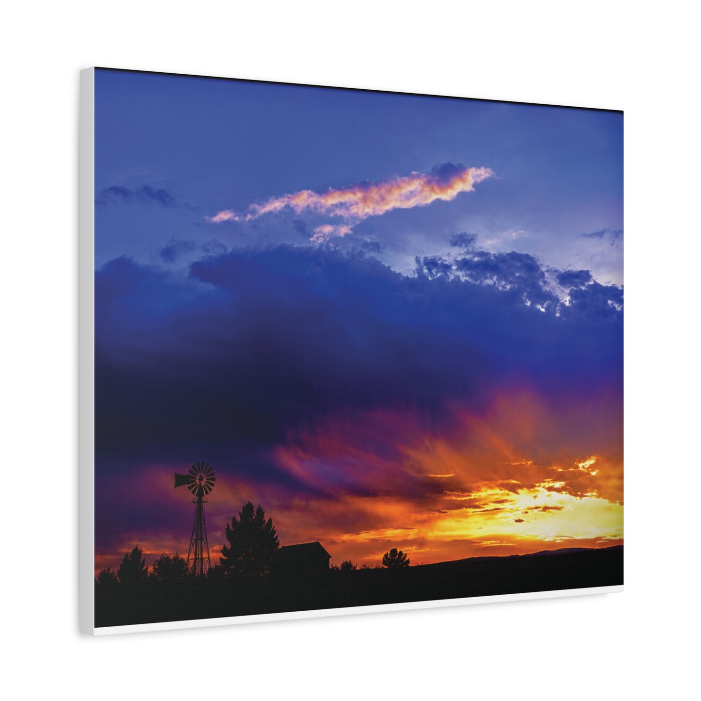 Windmill Sunset Matte Canvas Art