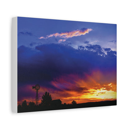 Windmill Sunset Matte Canvas Art