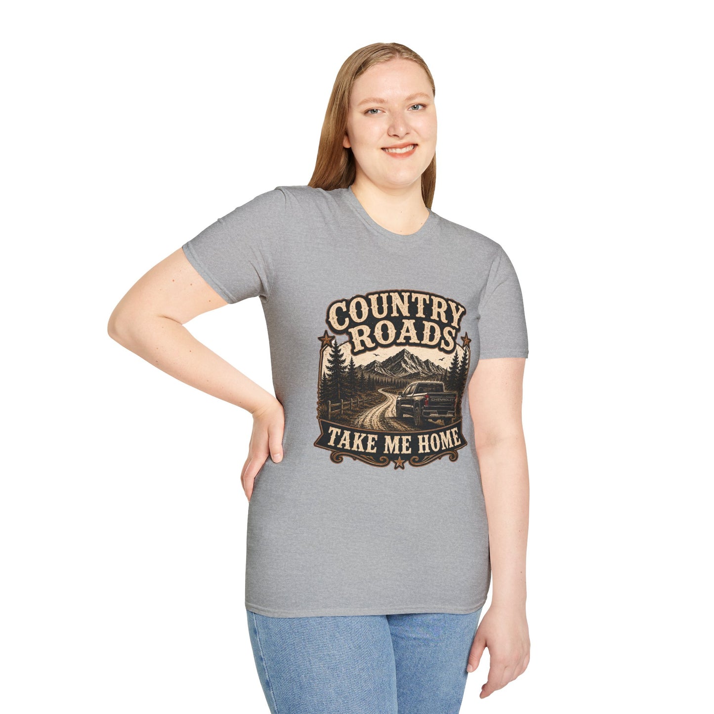 Country Roads Chevy   Adult Size T-Shirt