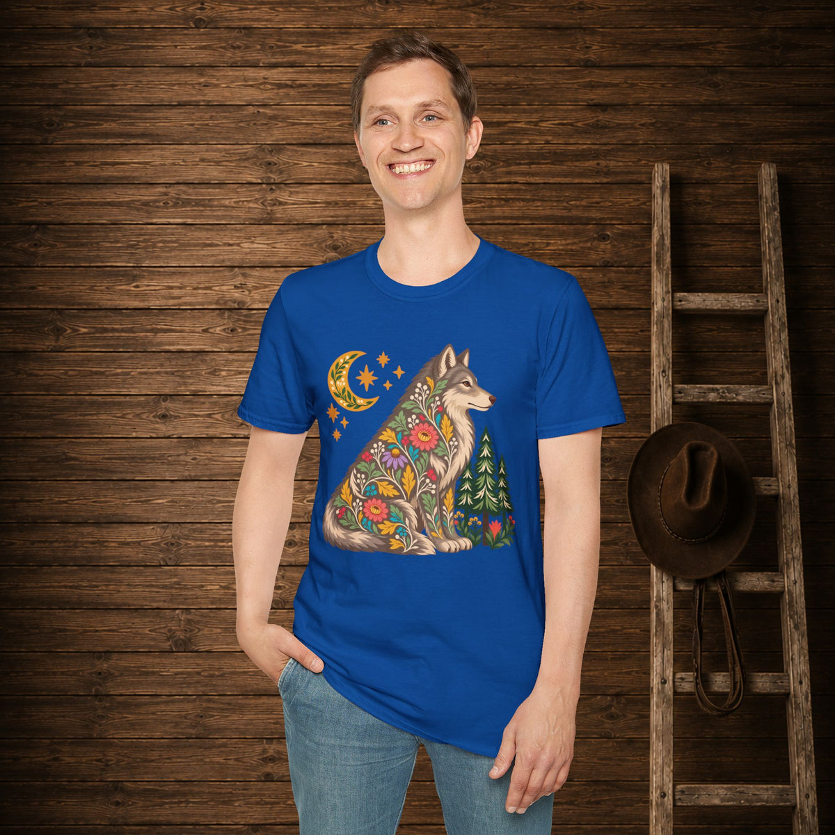 Fall Bloom Wolf  Adult Size T-Shirt