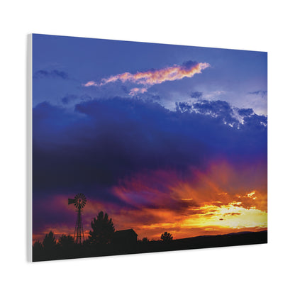 Windmill Sunset Matte Canvas Art