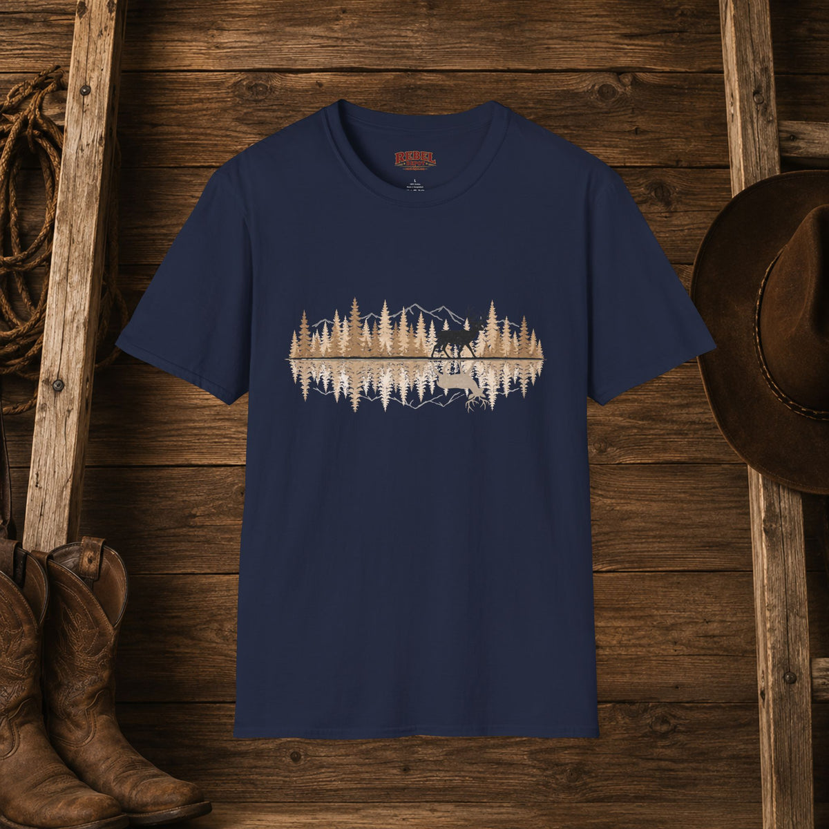 Buck Reflection   Adult Size T-Shirt