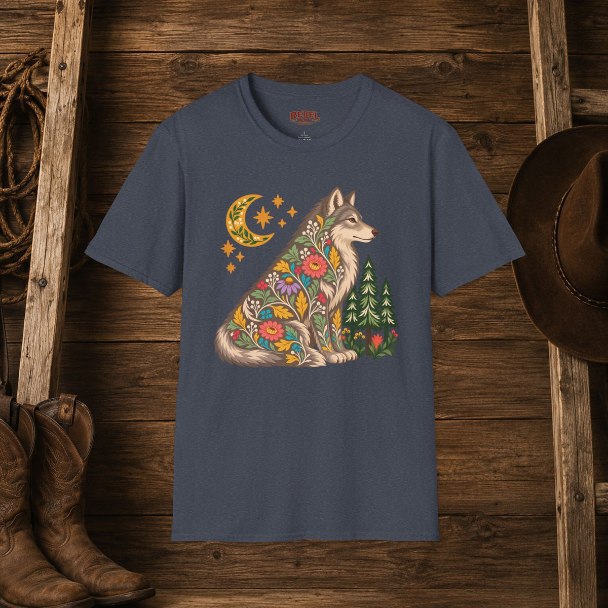 Fall Bloom Wolf  Adult Size T-Shirt