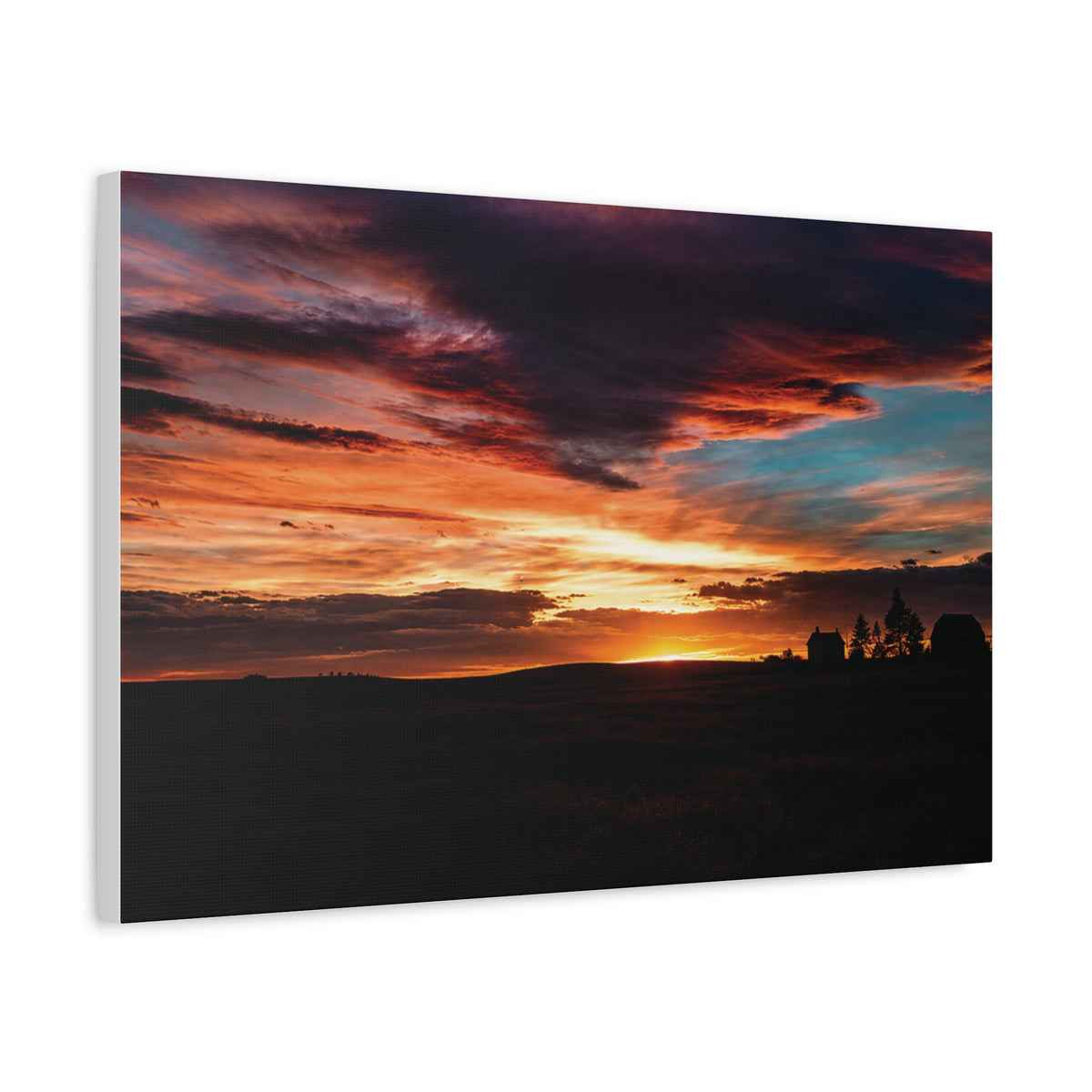 Country Homestead Sunset  Matte Canvas Art