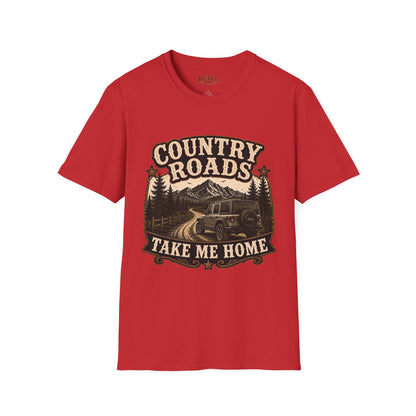 Country Roads Jeep  Adult Size T-Shirt