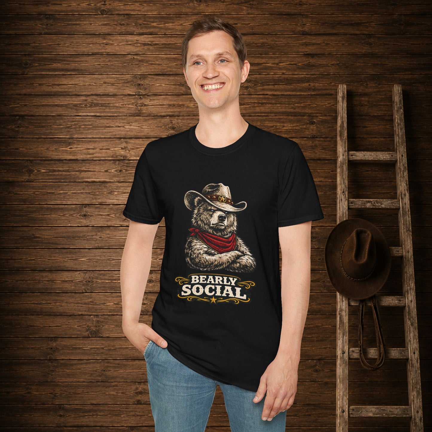 Bearly Social Cowboy T-Shirt