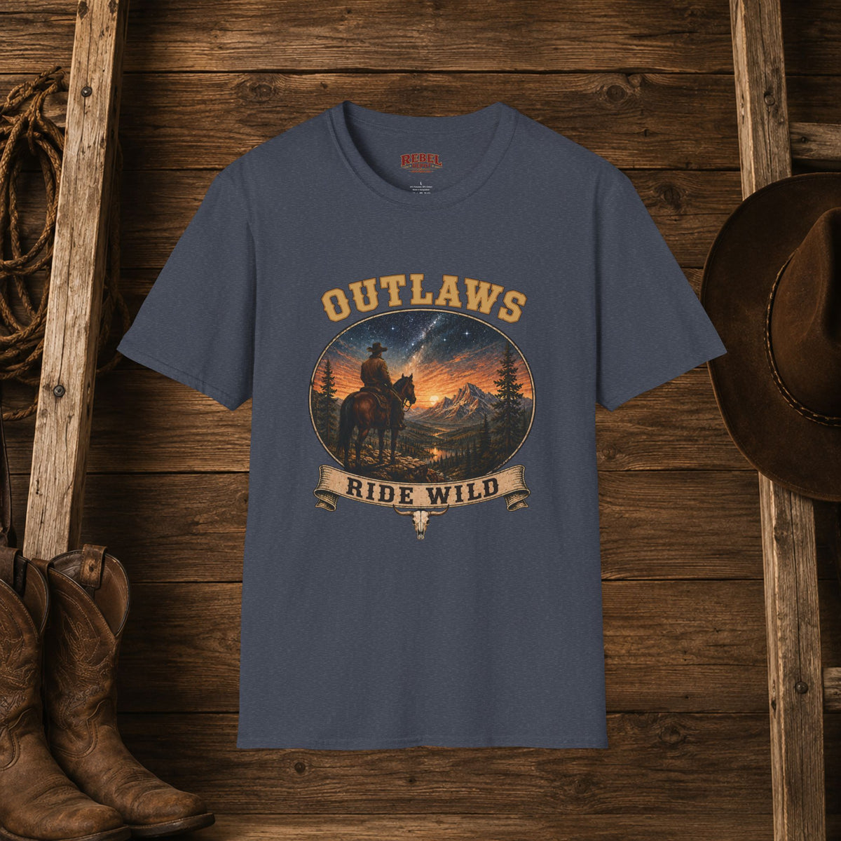 Outlaws Ride Wild   Adult Size T-Shirt