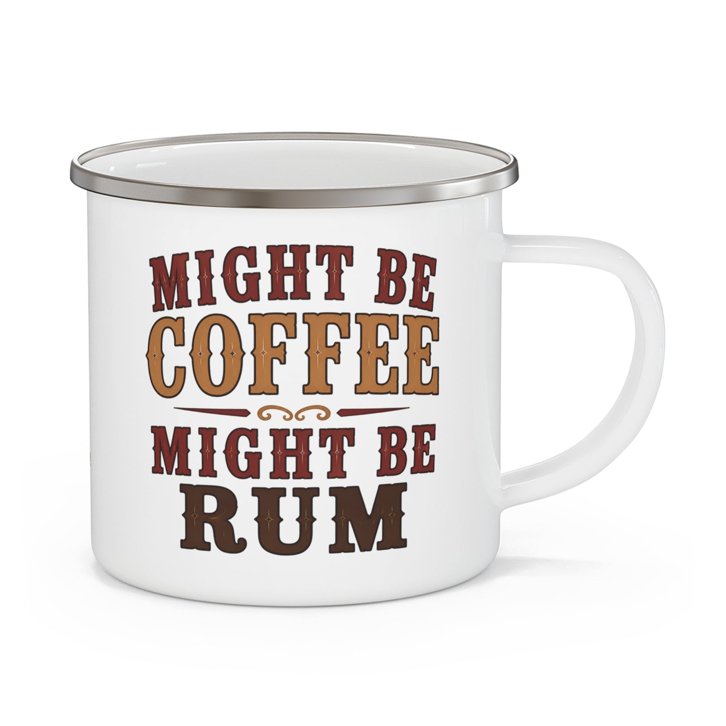 Coffee or Rum  Enamel Camping Mug