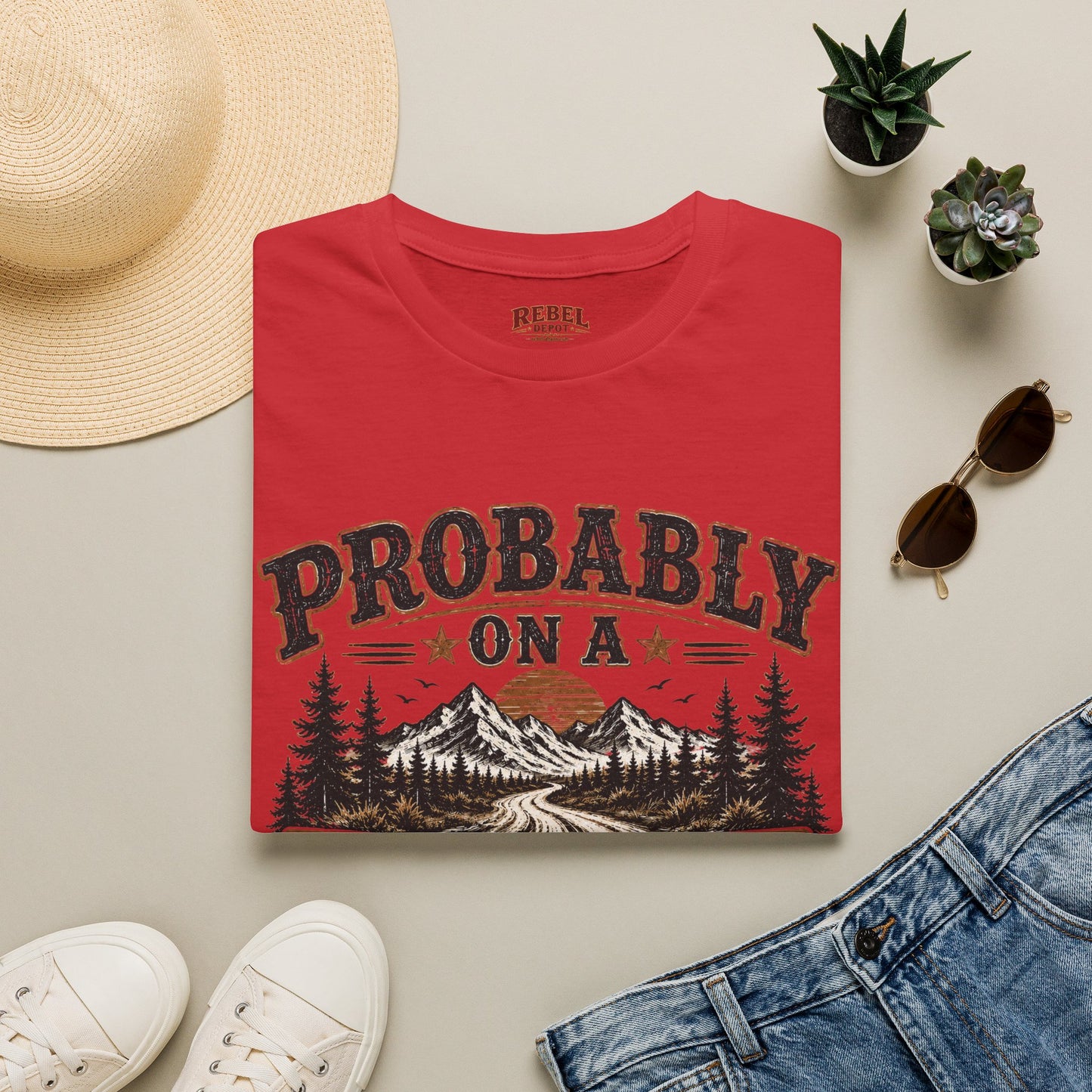Probably On A Dirt Road  Adult Size T-Shirt
