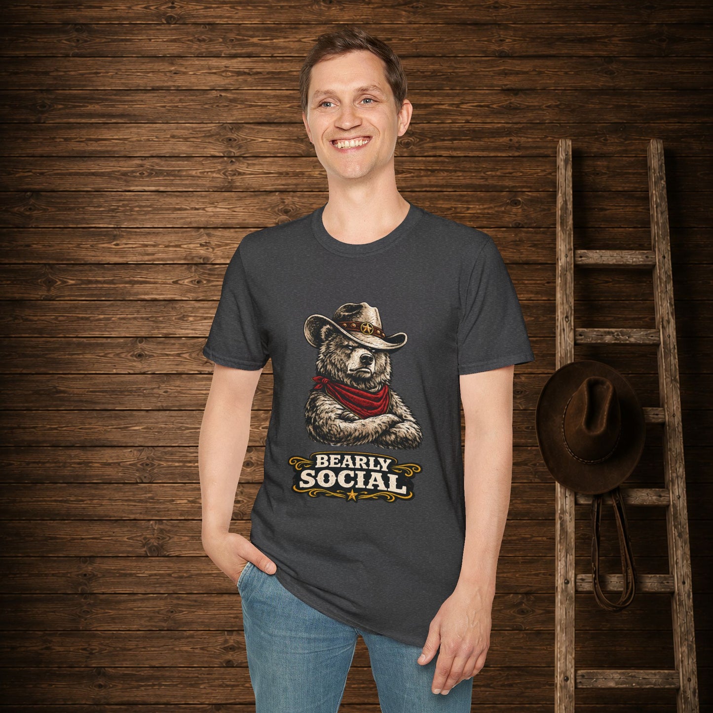 Bearly Social Cowboy T-Shirt