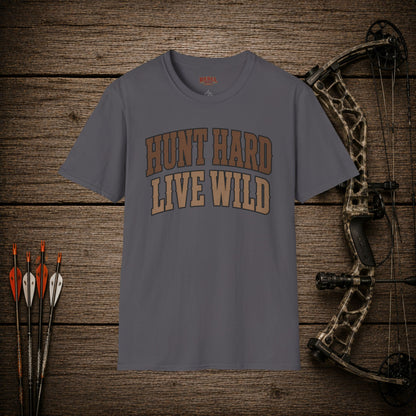 Hunt Hard Live Wild  Adult T-Shirt