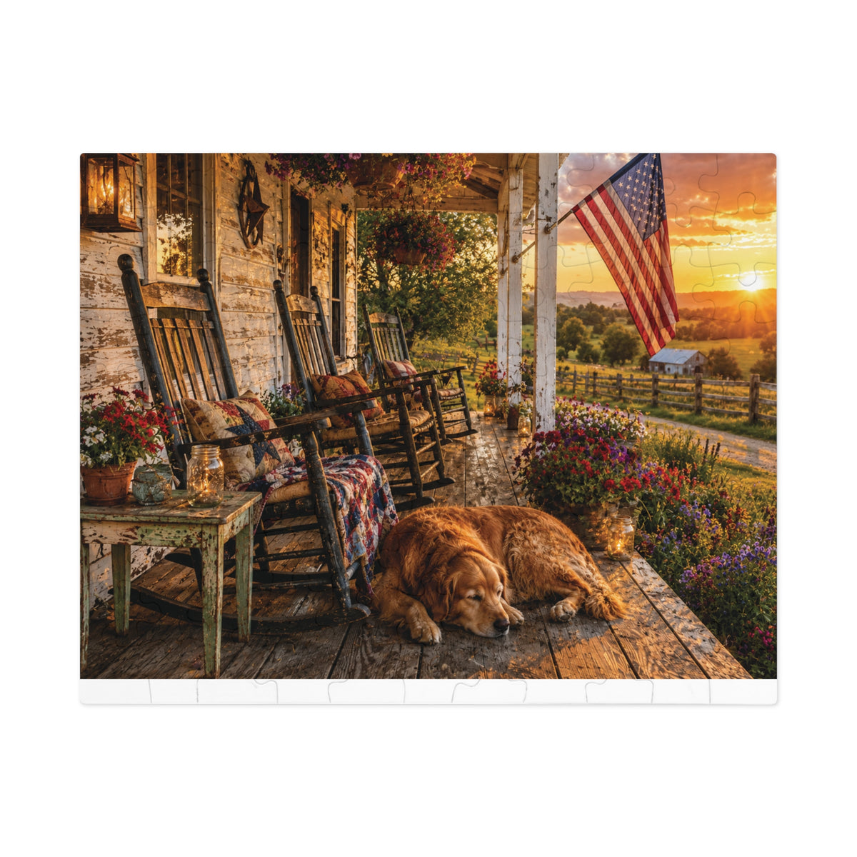 Country Porch  Jigsaw Puzzle with Tin