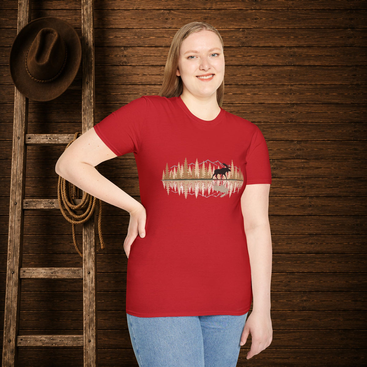 Moose Reflection   Adult Size T-Shirt