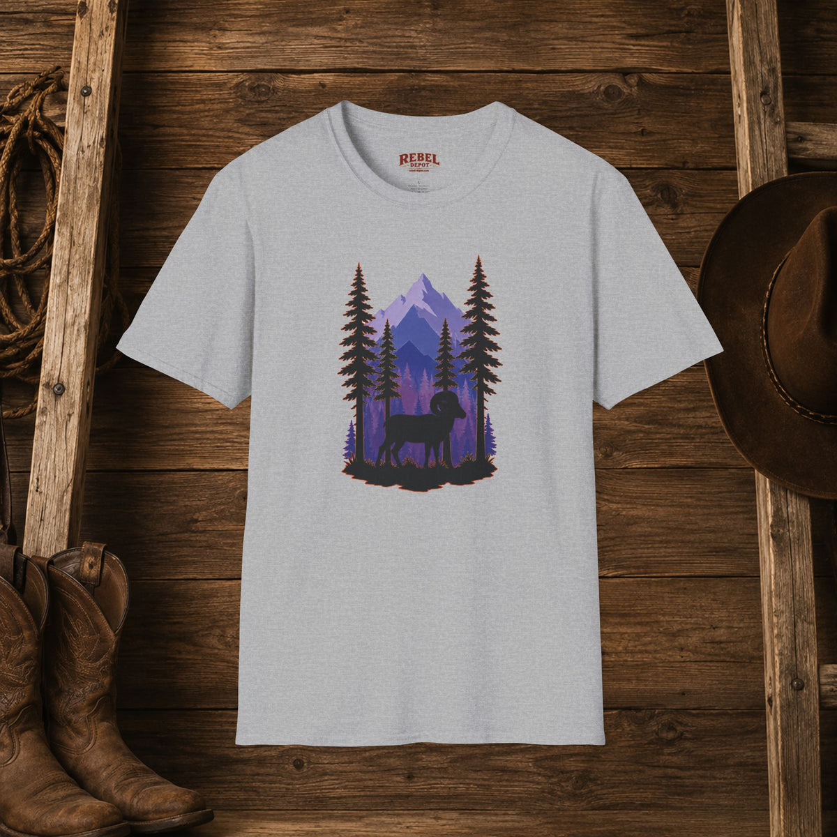 Twilight Big Horn Sheep   Adult Size T-Shirt