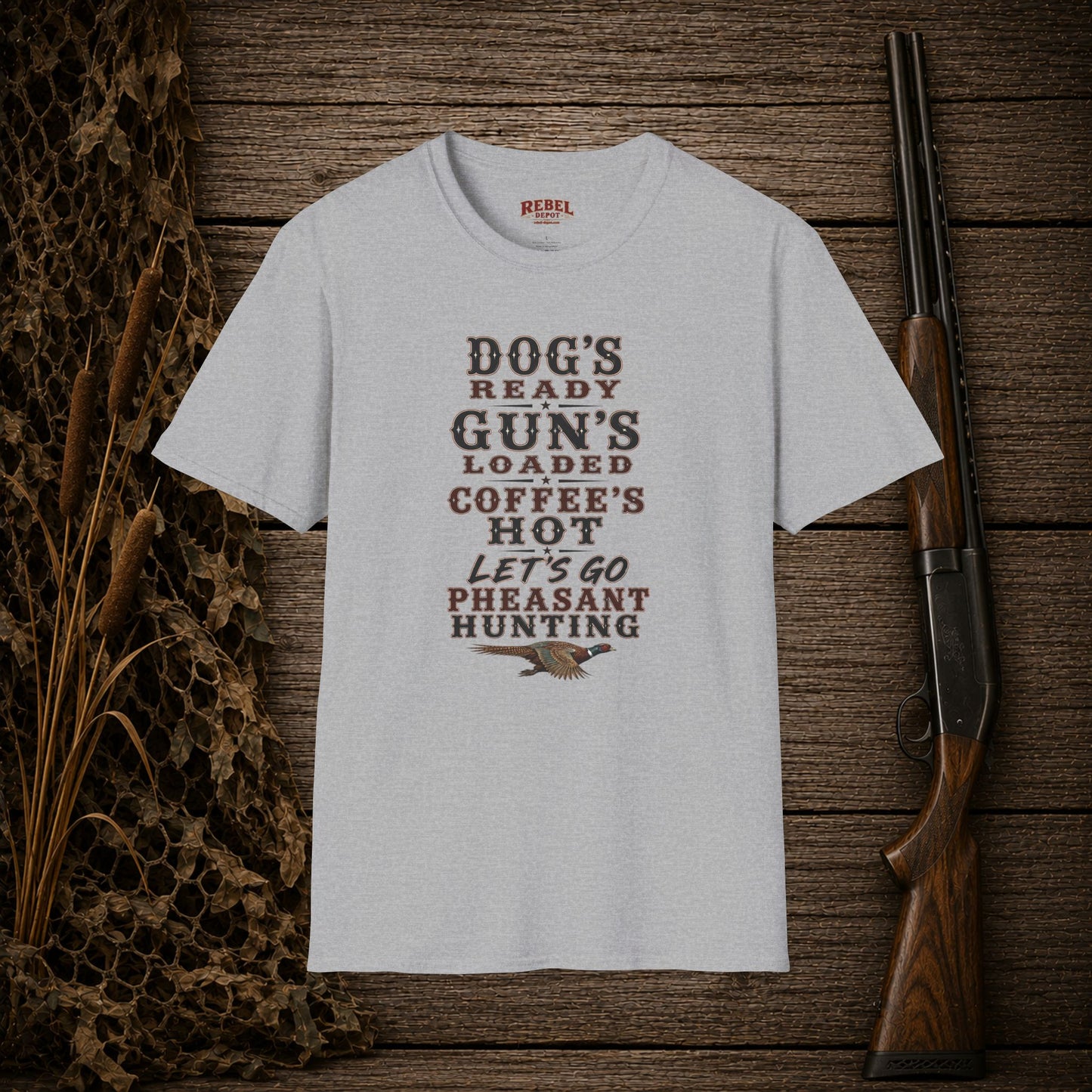Dog Gun Pheasant  Adult Size T-Shirt