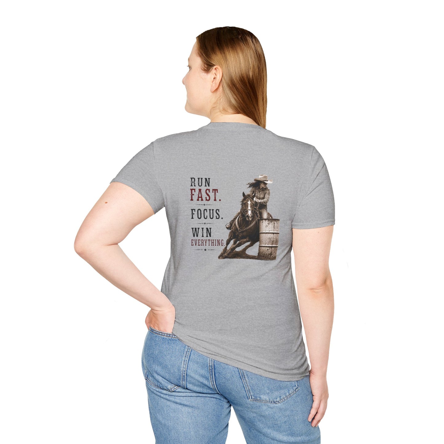 Run Focus Win Cowgirl  (Back) T-Shirt