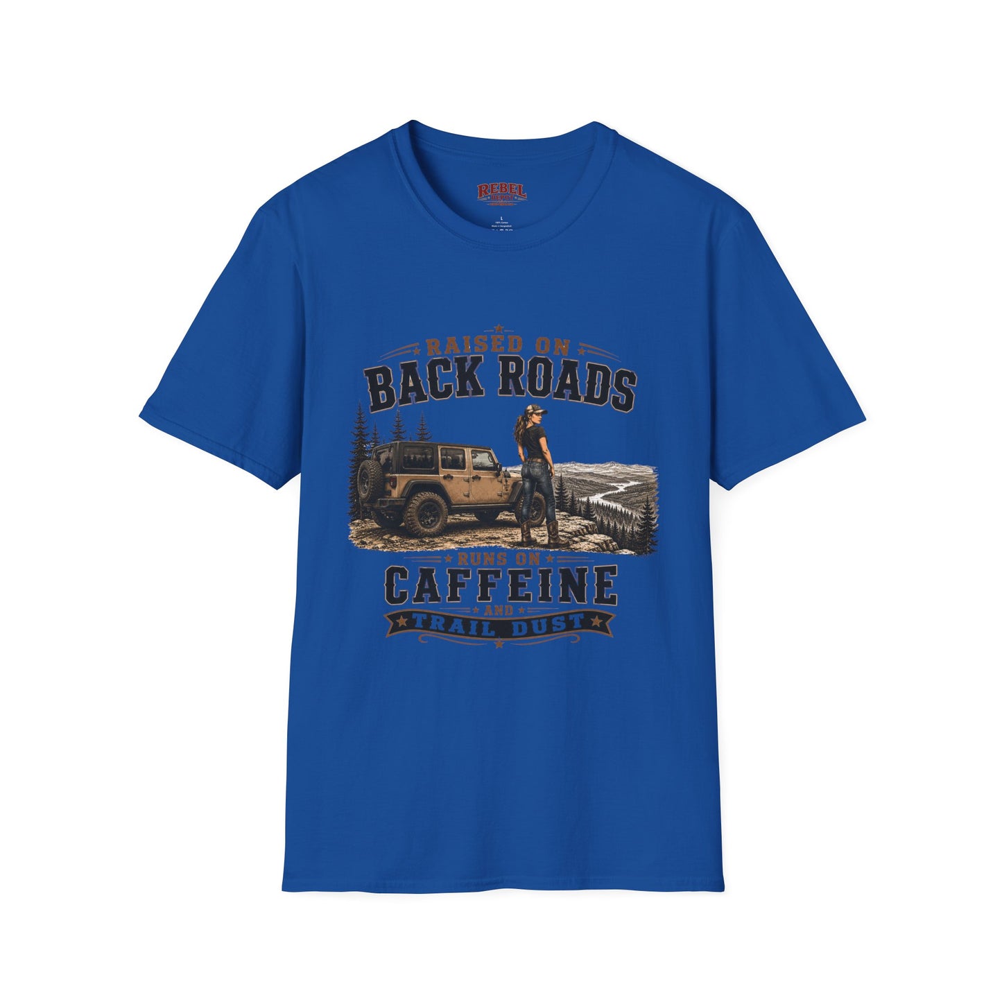 Backroads Caffeine Dust   Adult Size T-Shirt