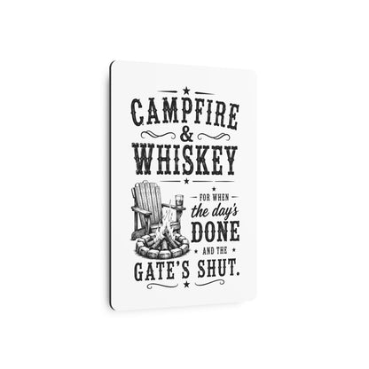 Campfire and Whisky  Metal Art Sign