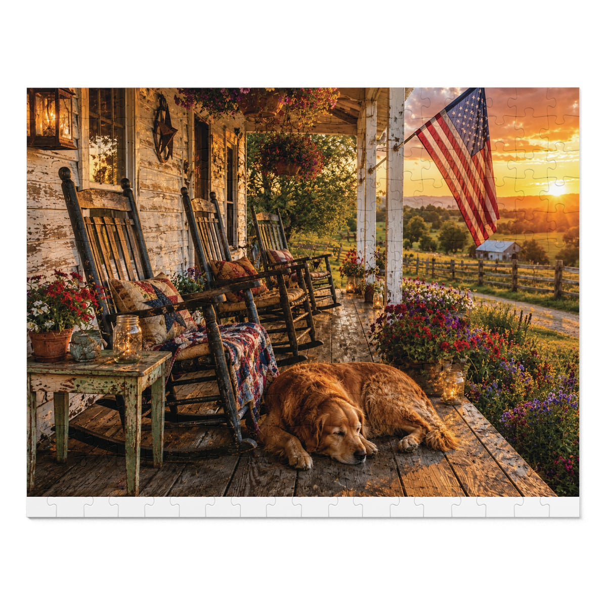 Country Porch  Jigsaw Puzzle with Tin