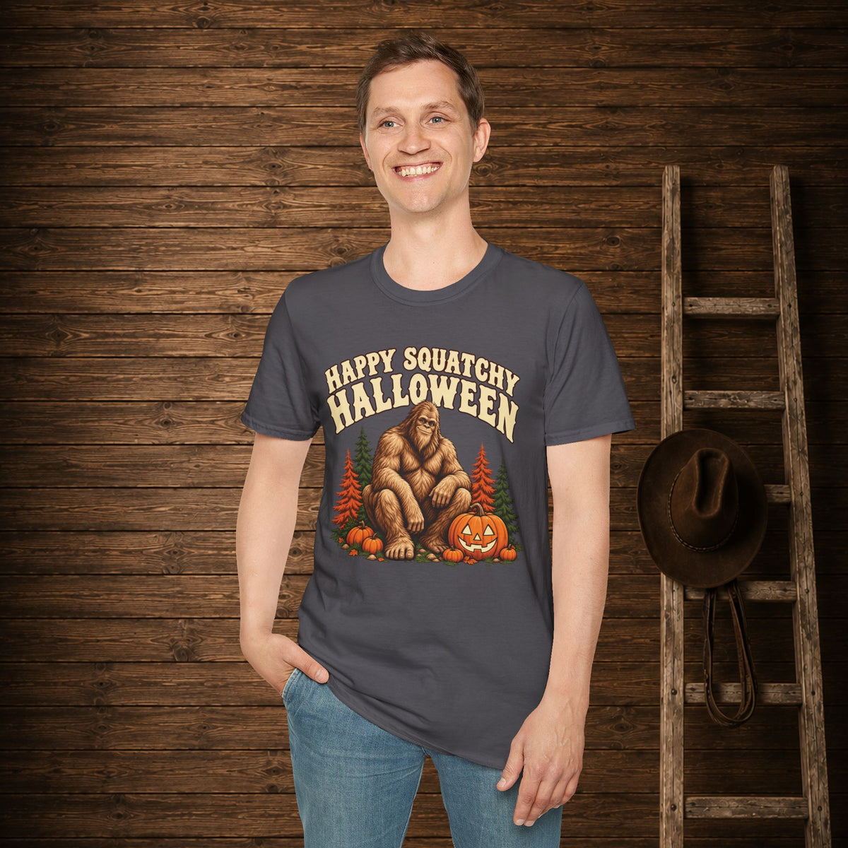 Squatchy Halloween   Adult Size T-Shirt